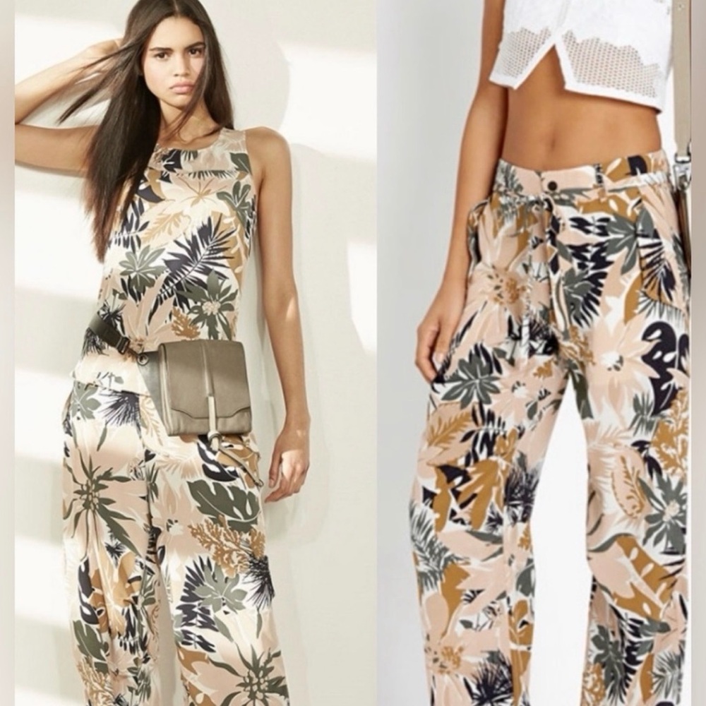 rag & bone Victoria Tropical 100% Silk Wide Leg Pants Floral Resortwear Sz 00 - Picture 16 of 16